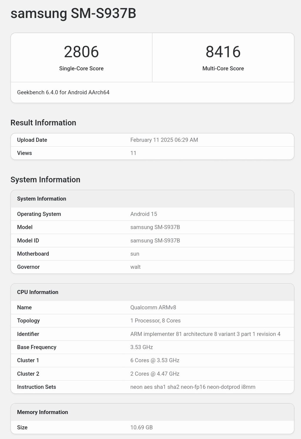 三星最薄旗艦Galaxy S25 Edge手機跑分再曝:高頻版驍龍8至尊版