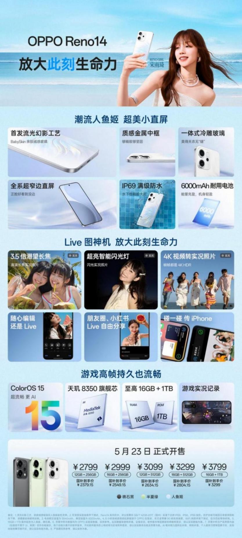 OPPO Reno14 系列潮流外觀,更有長焦實況出片神器