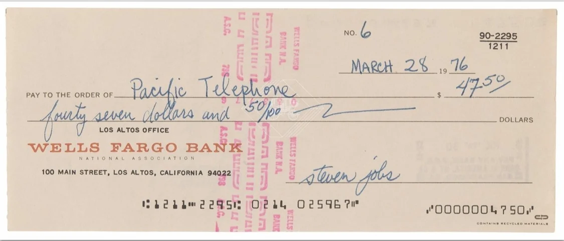 翻1851倍:蘋果罕見3位創始人同簽支票拍賣